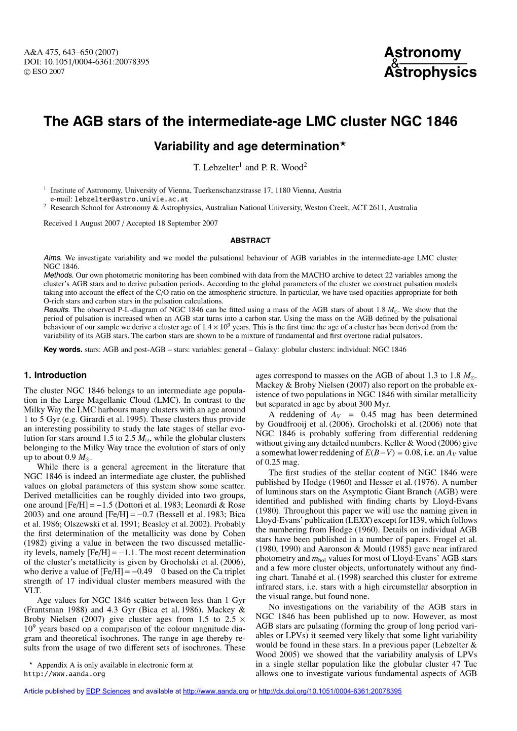 The AGB Stars of the Intermediate-Age LMC Cluster NGC 1846 Variability and Age Determination