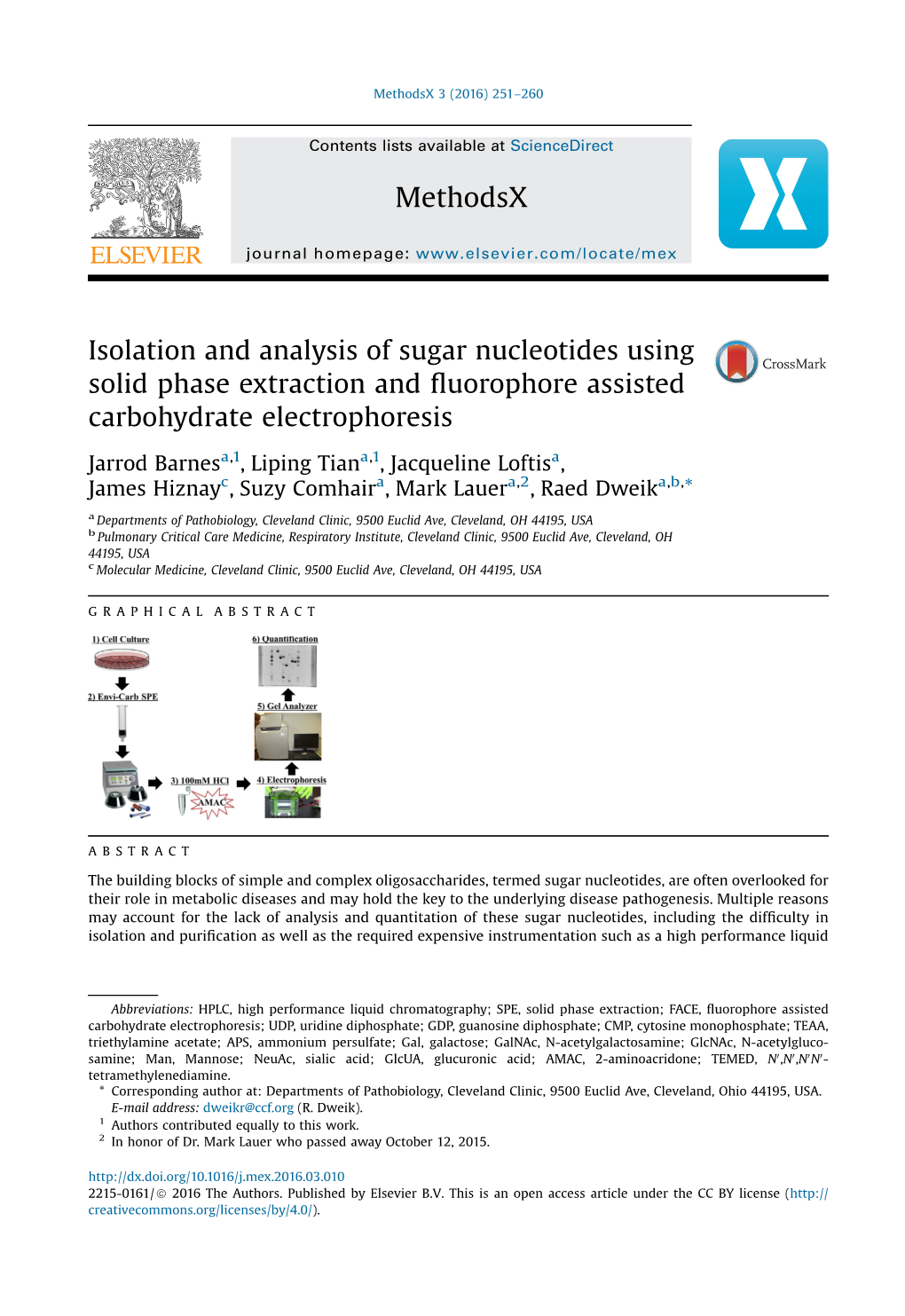 Isolation and Analysis of Sugar Nucleotides Using Solid Phase Extraction and ﬂuorophore Assisted Carbohydrate Electrophoresis