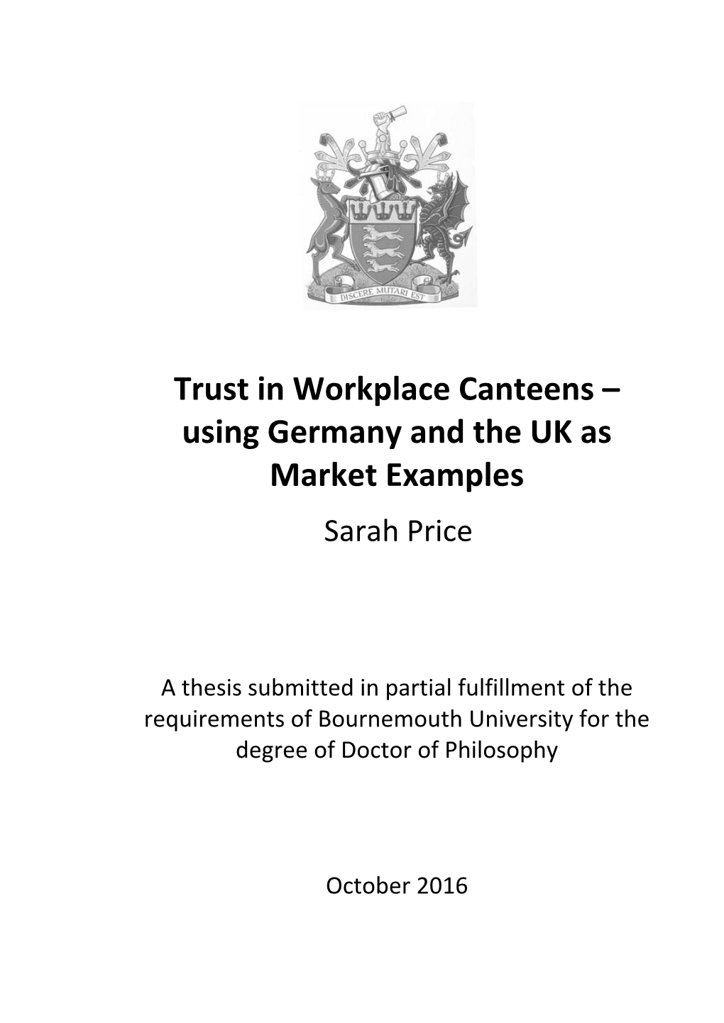 Trust in Workplace Canteens – Using Germany and the UK As Market