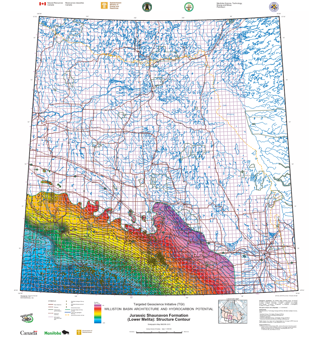 Jurassic Shaunavon Formation (Lower Melita): Structure Contour