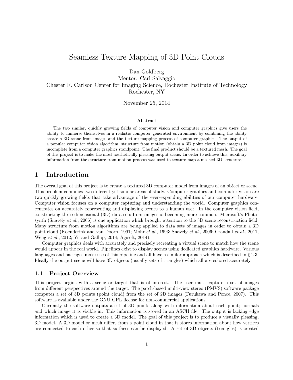 Seamless Texture Mapping of 3D Point Clouds