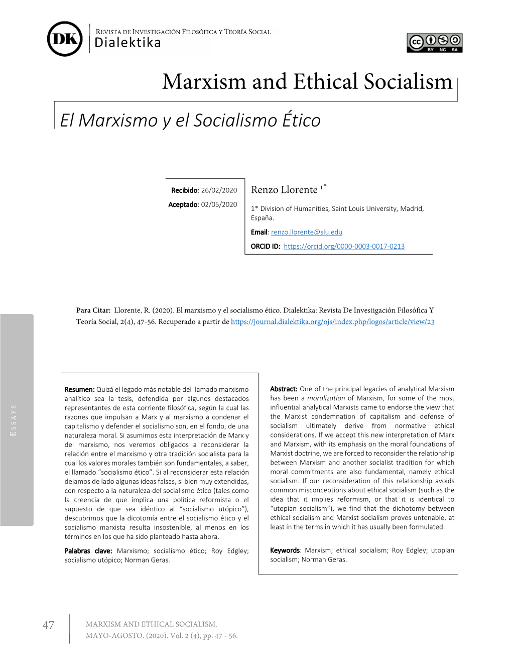 Marxism and Ethical Socialism