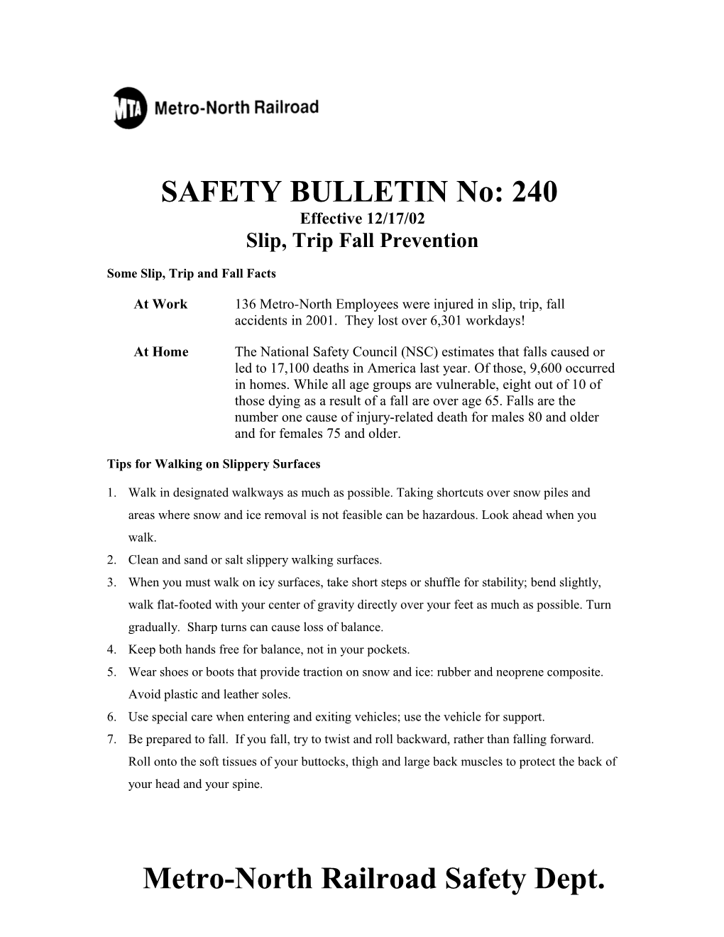 Slip, Trip Fall Prevention