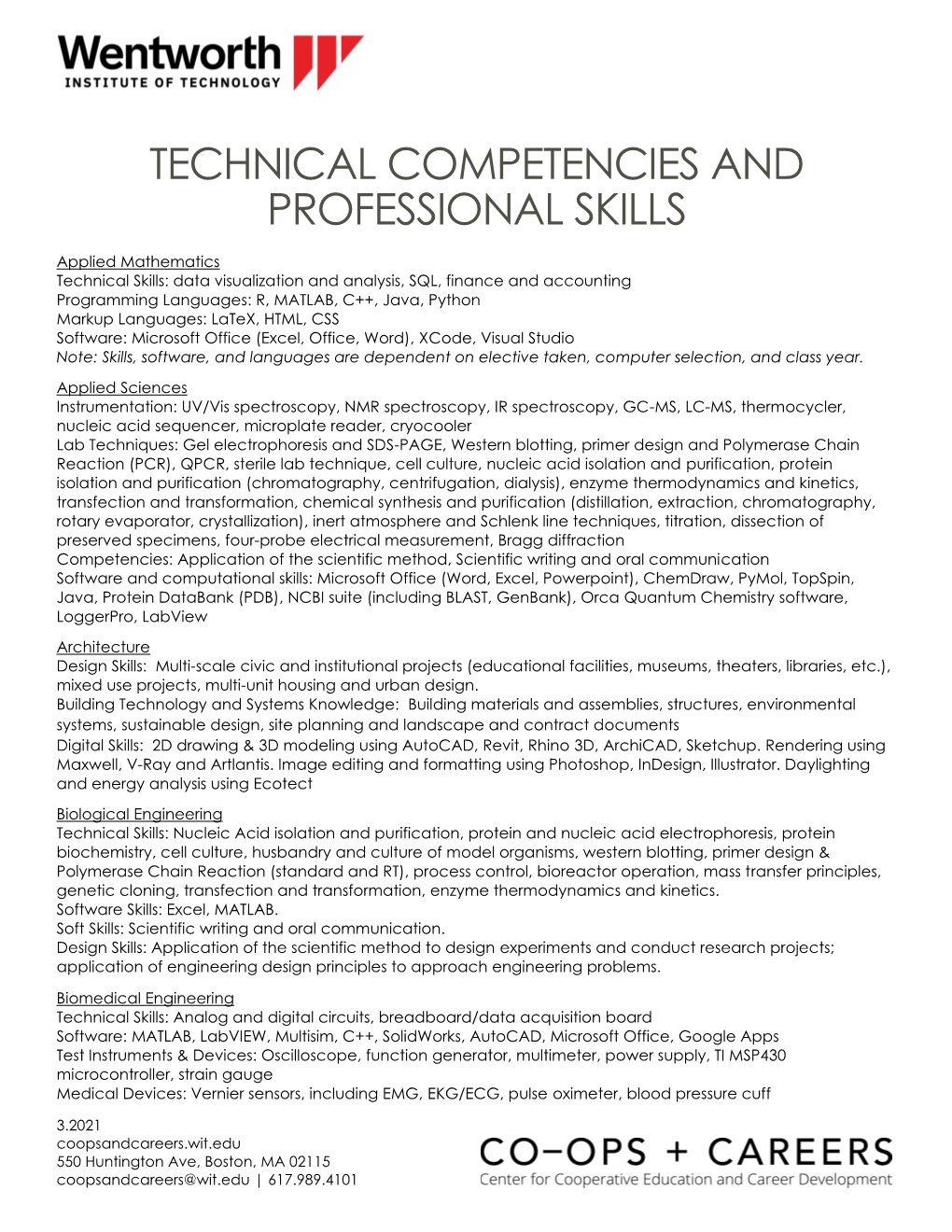 Technical Competencies and Professional Skills