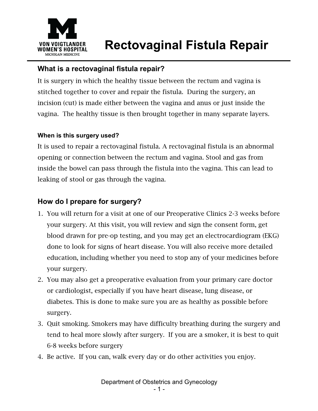 Rectovaginal Fistula Repair