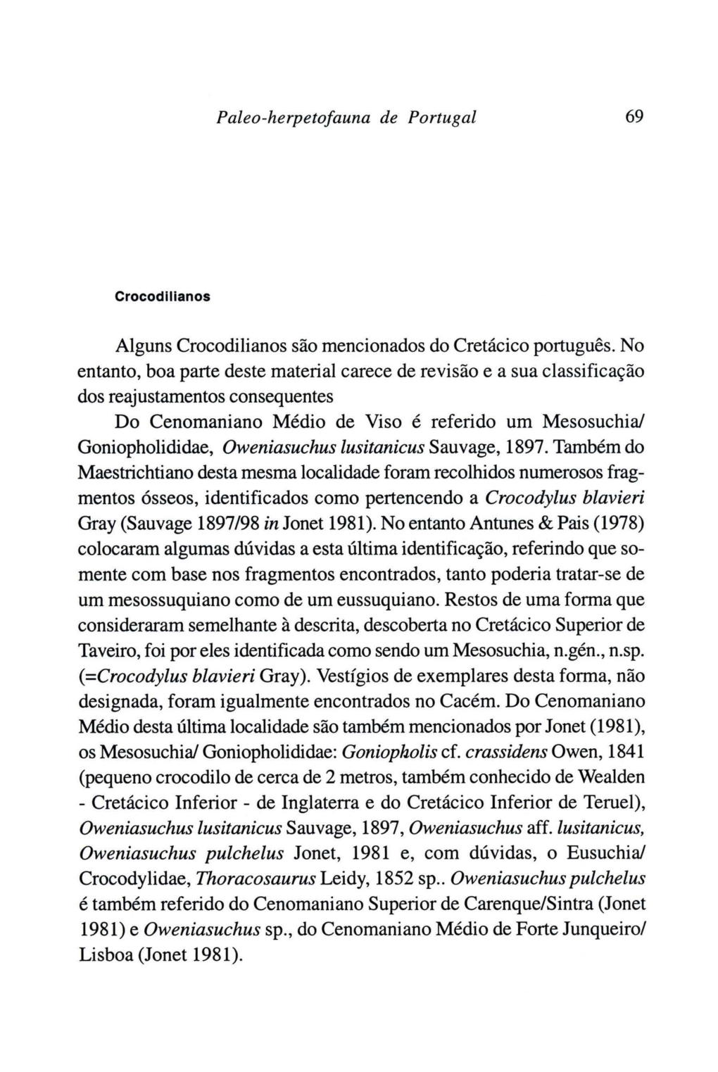 Alguns Crocodilianos São Mencionados Do Cretácico Português