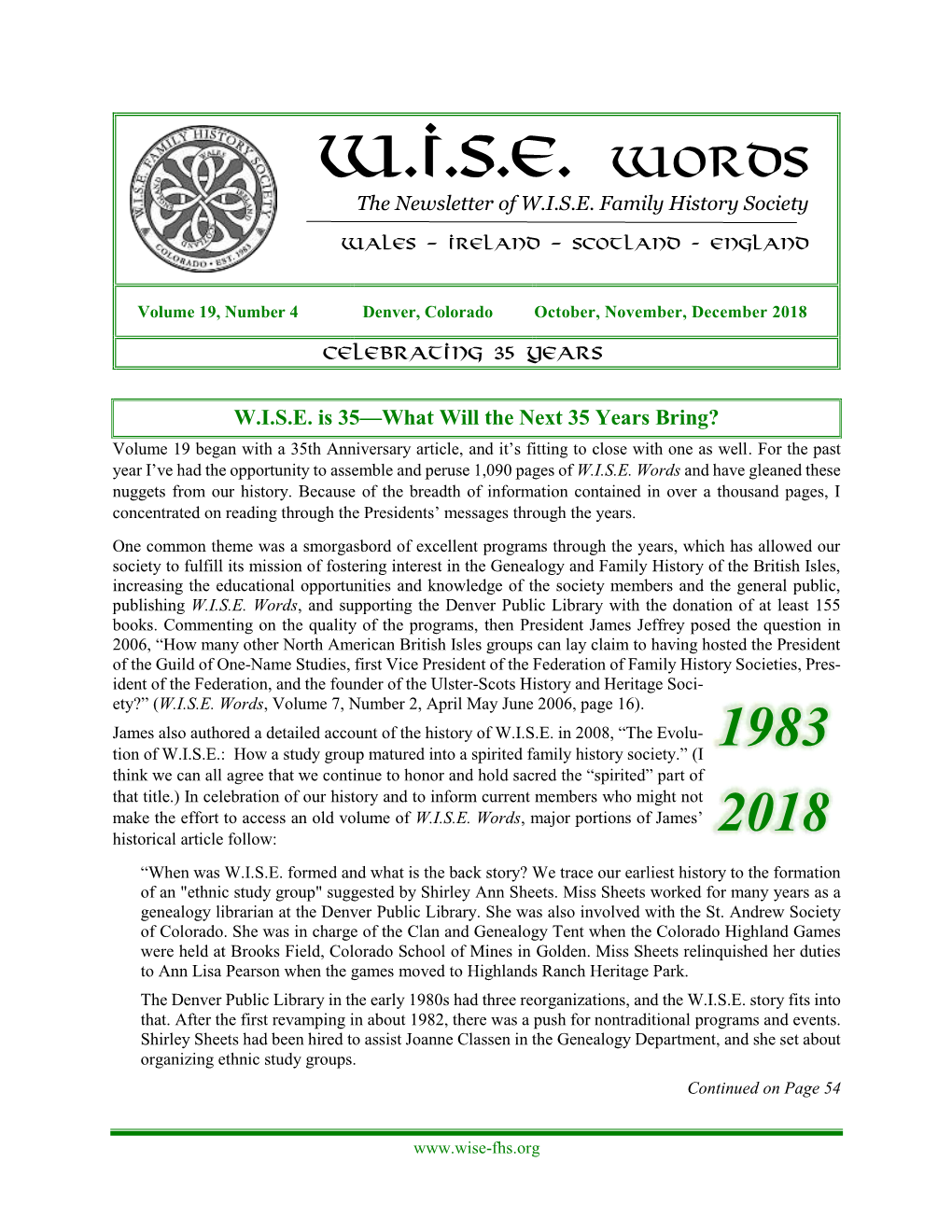 W.I.S.E. Words 1983 2018