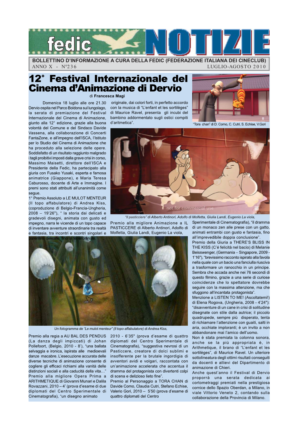 12° Festival Internazionale Del Cinema D'animazione Di Dervio