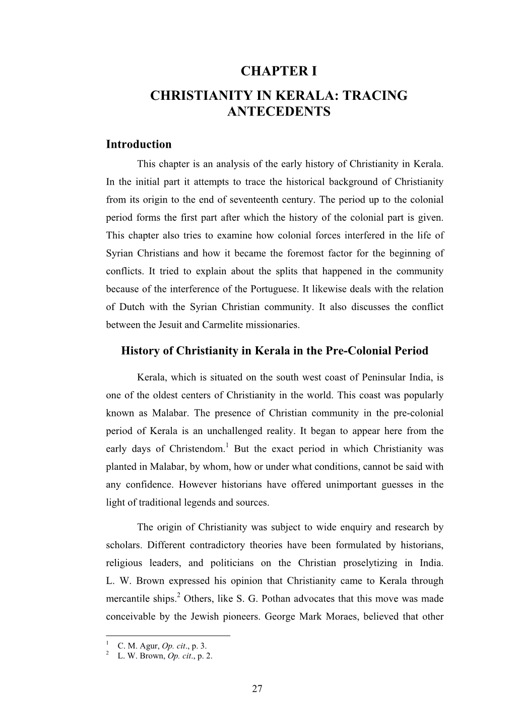 Chapter I Christianity in Kerala: Tracing Antecedents