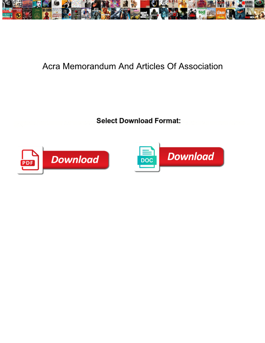 Acra Memorandum and Articles of Association