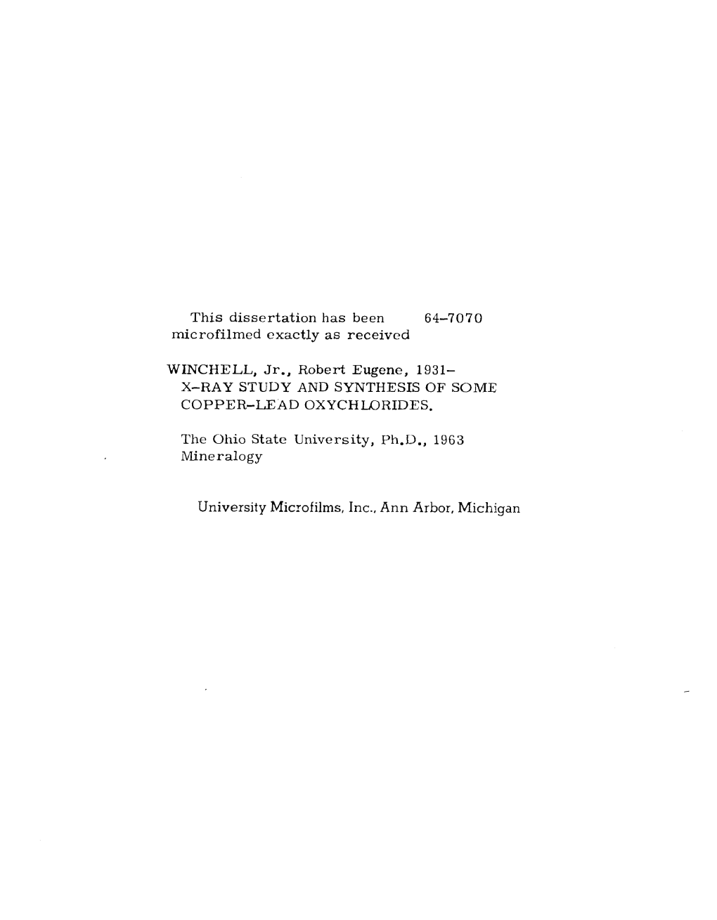 X-Ray Study and Synthesis of Some Copper-Lead Oxychlorides