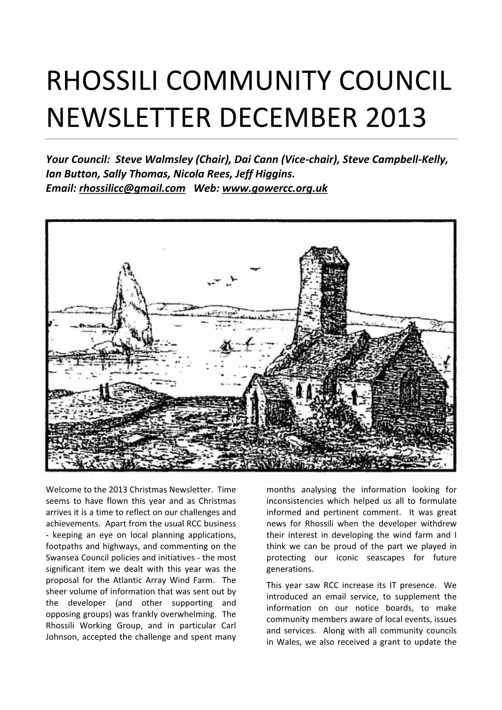 Rhossili Community Council Newsletter December 2013