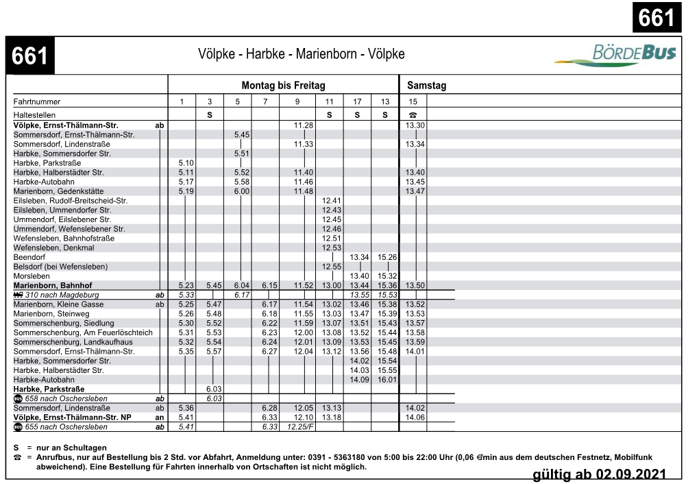 661 661 Völpke - Harbke - Marienborn - Völpke