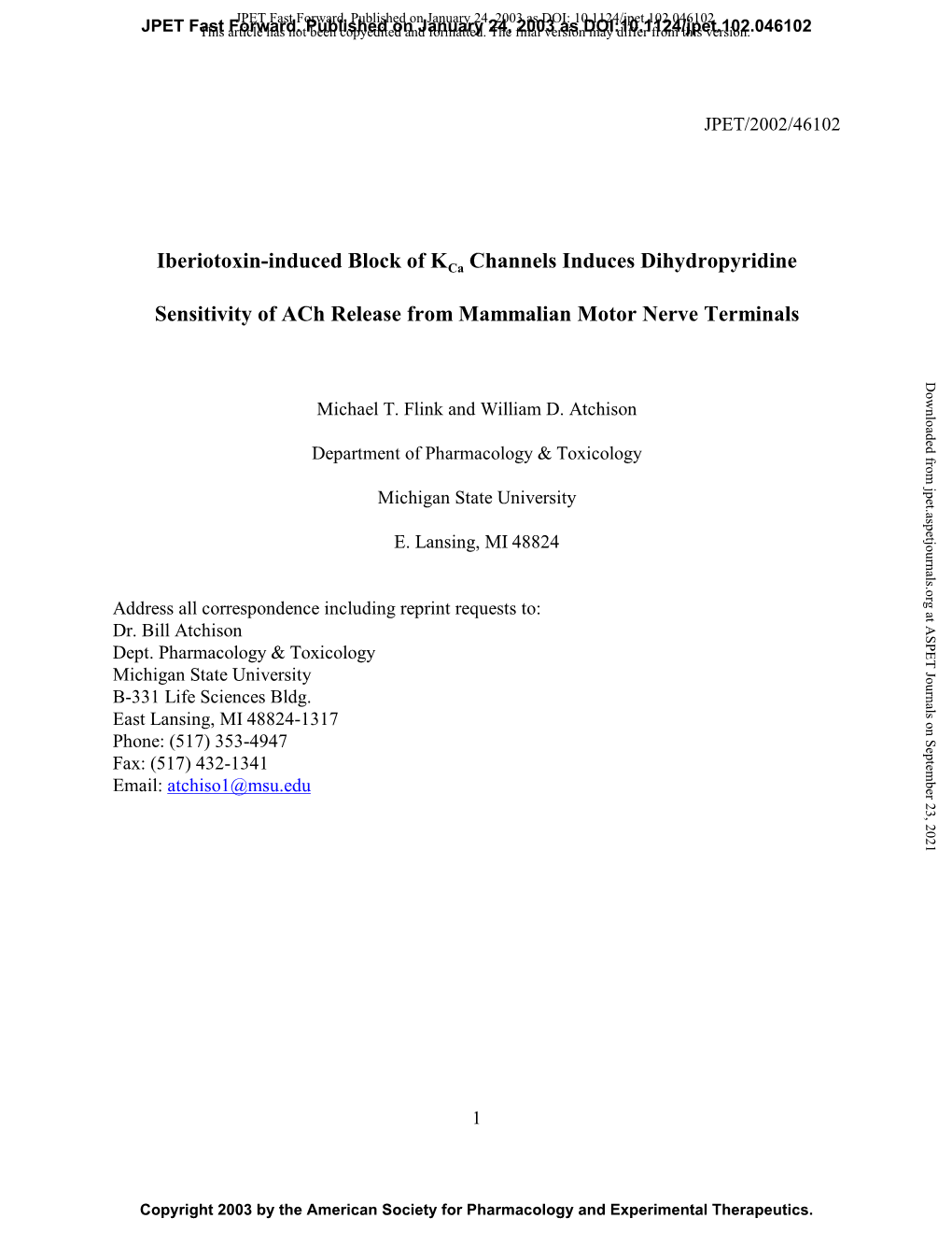 Iberiotoxin-Induced Block of Kca Channels Induces Dihydropyridine