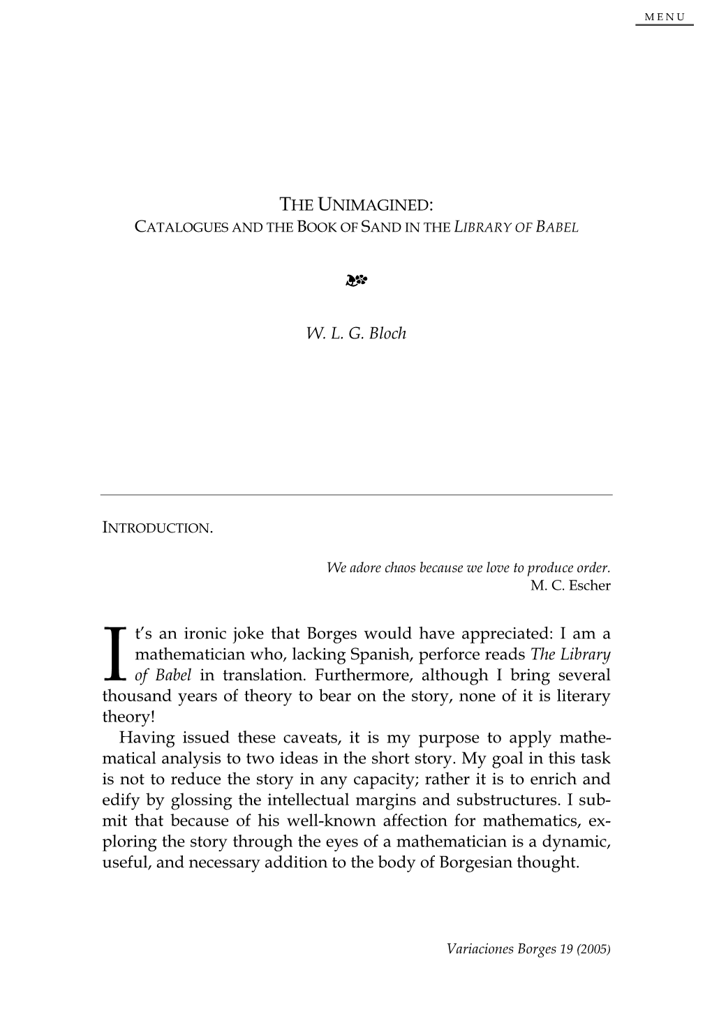 The Unimagined: Catalogues and the Book of Sand in the Library of Babel