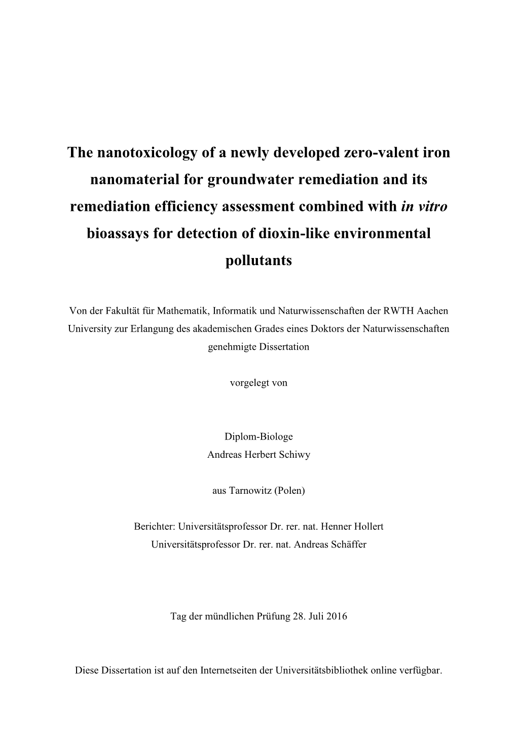 The Nanotoxicology of a Newly Developed Zero-Valent Iron