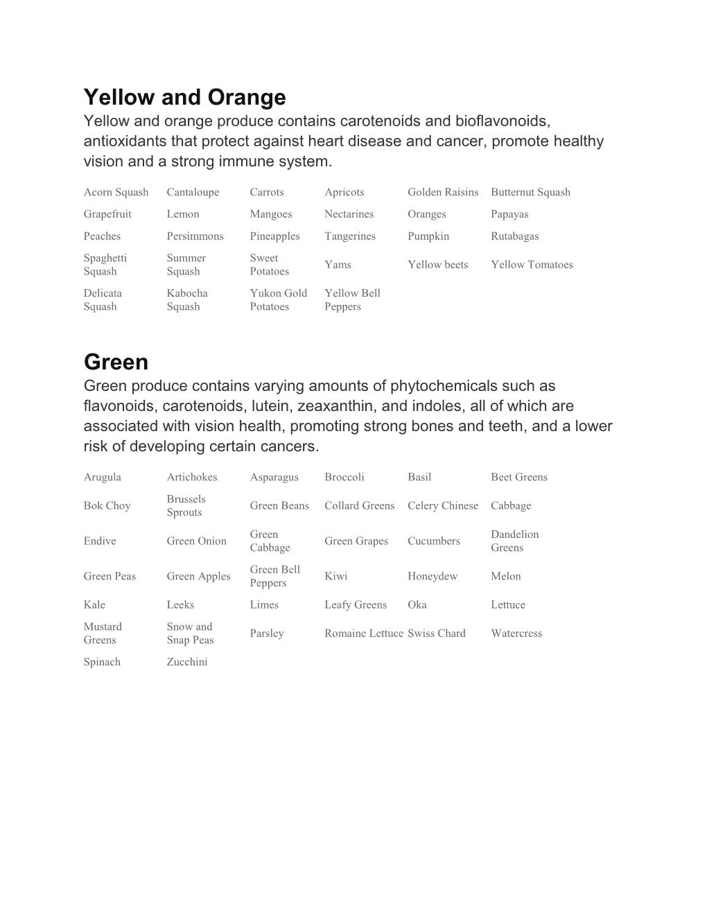 Rainbow Phytochemicals