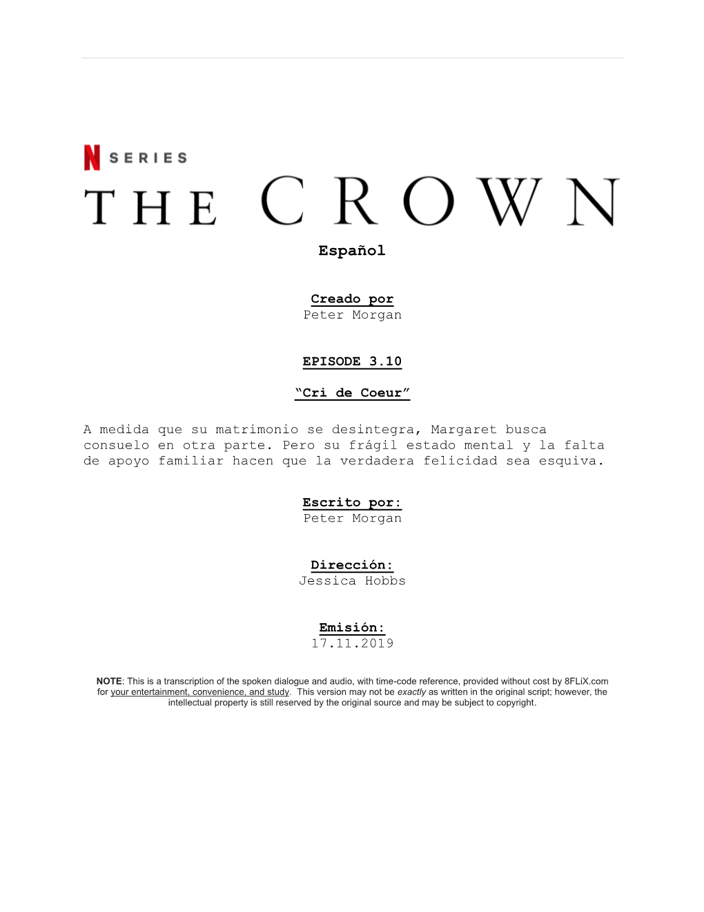 The Crown | Spanish Dialogue Transcript | S3:E10