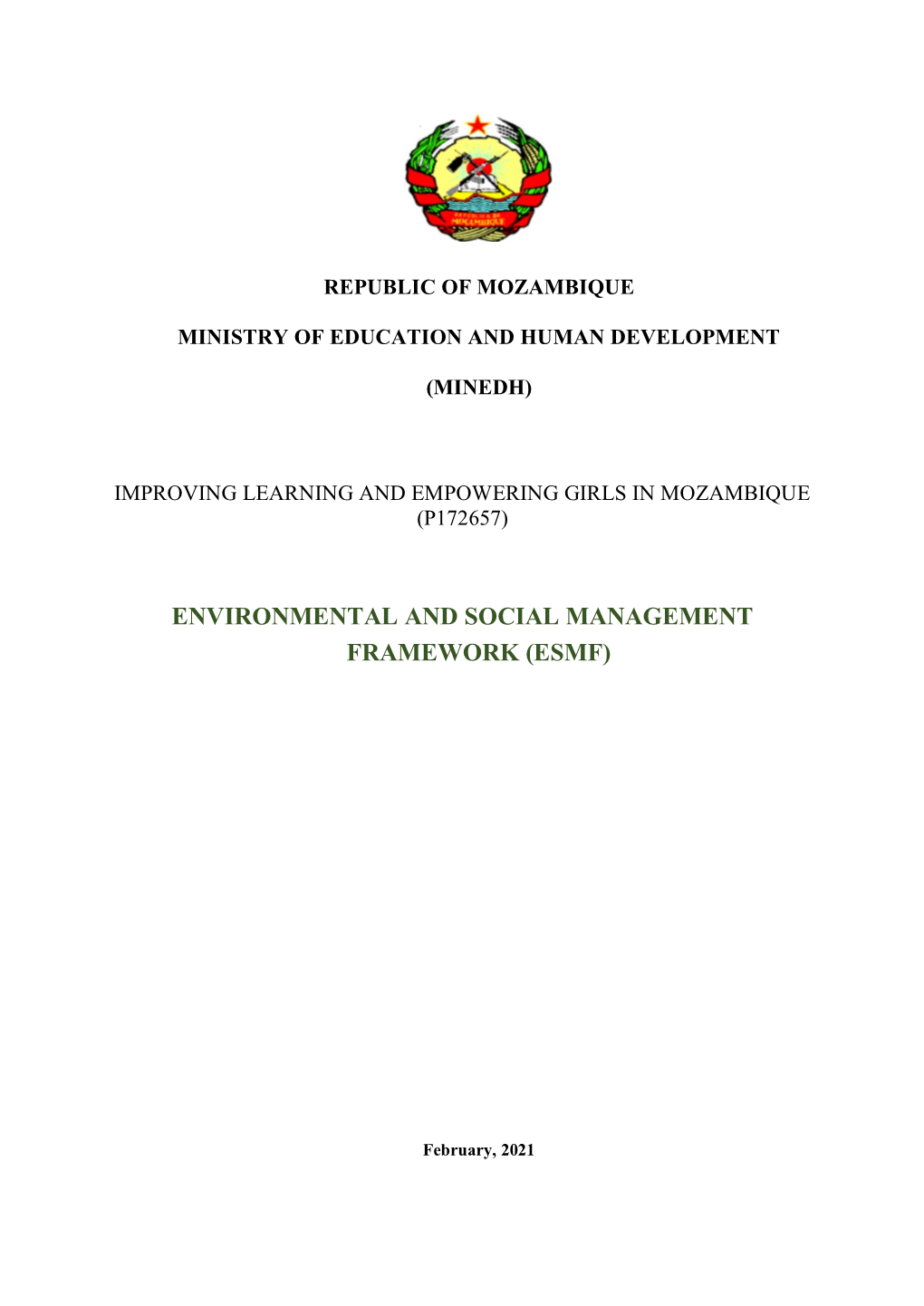 Environmental and Social Management Framework (Esmf)