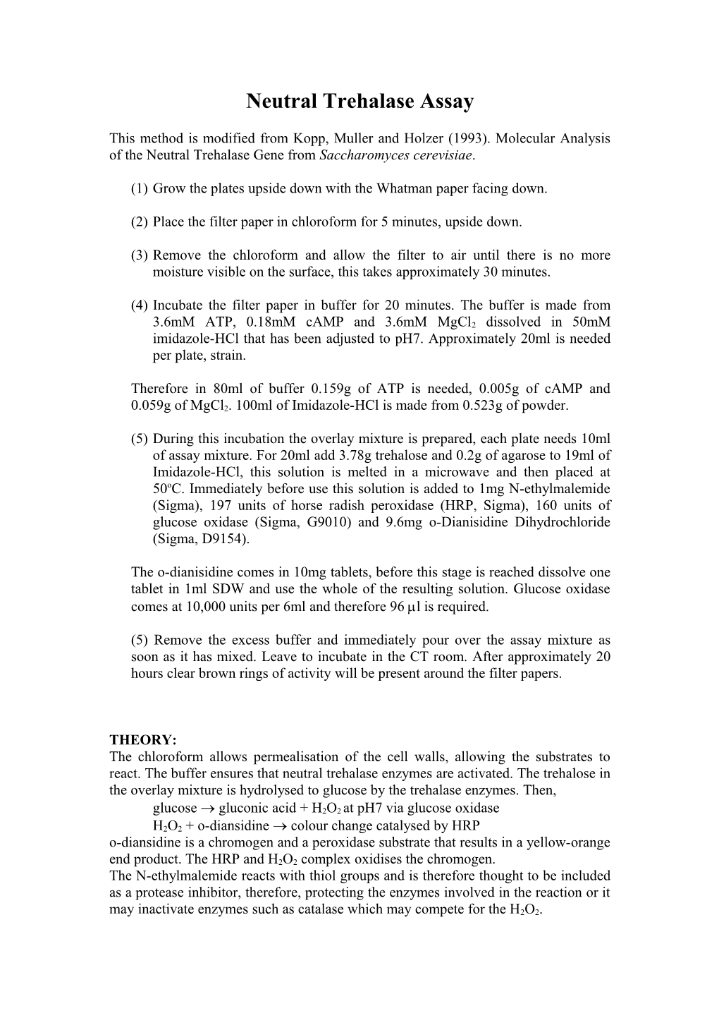 Neutral Trehalase Assay