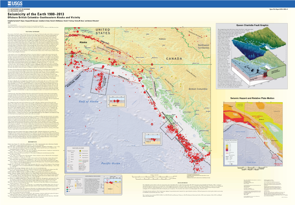 Seismicity of the Earth 1900–2013 Offshore British Columbia–Southeastern Alaska and Vicinity Compiled by Gavin P