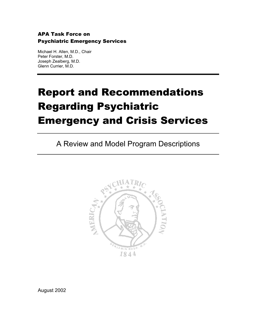 Psychiatric Emergency & Crisis Services