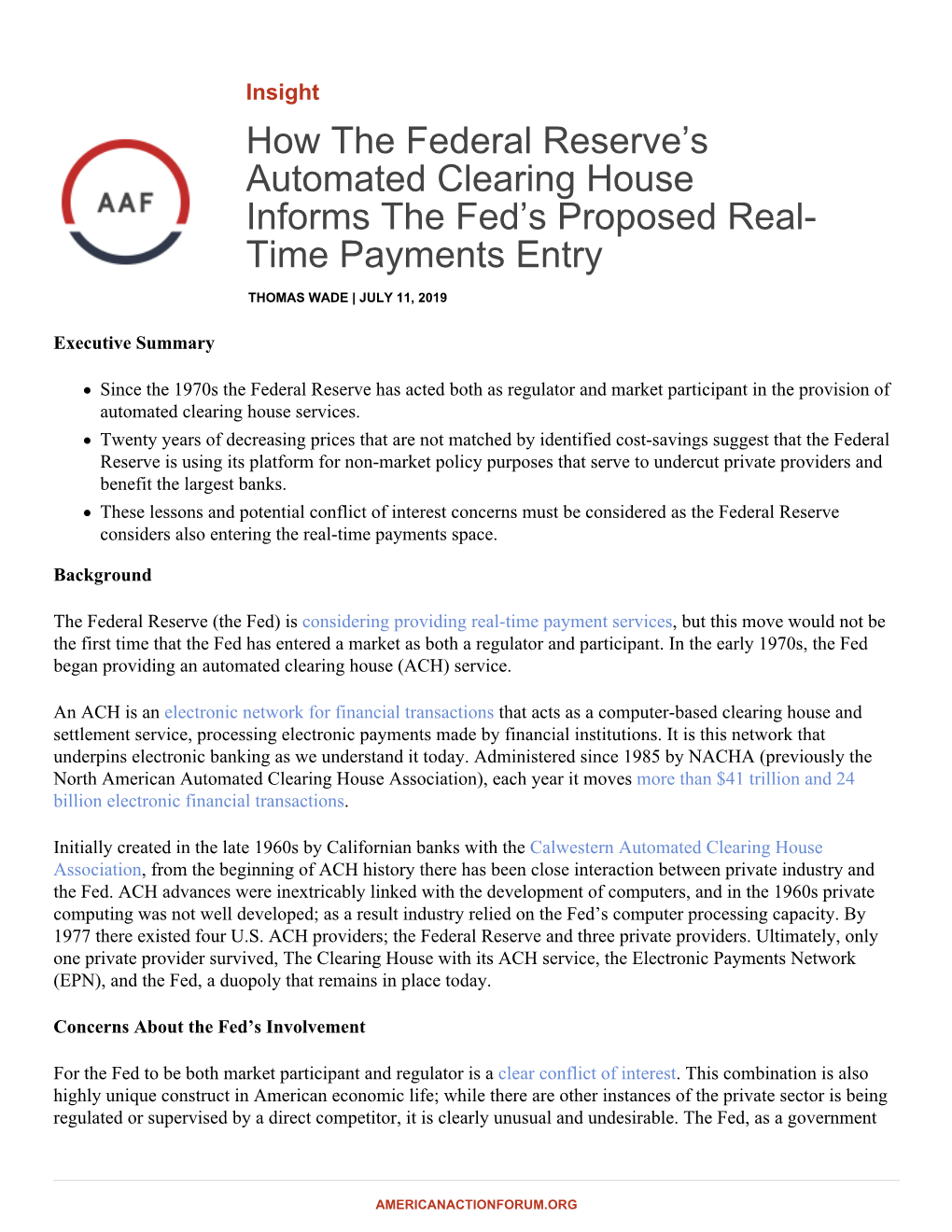 How the Federal Reserve's Automated Clearing House Informs