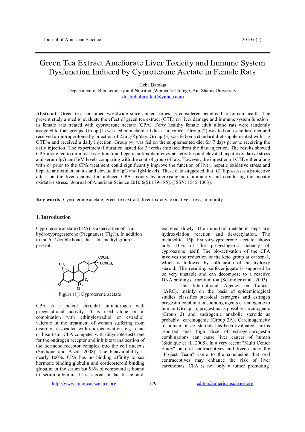 Green Tea Extract Ameliorate Liver Toxicity and Immune System Dysfunction Induced by Cyproterone Acetate in Female Rats