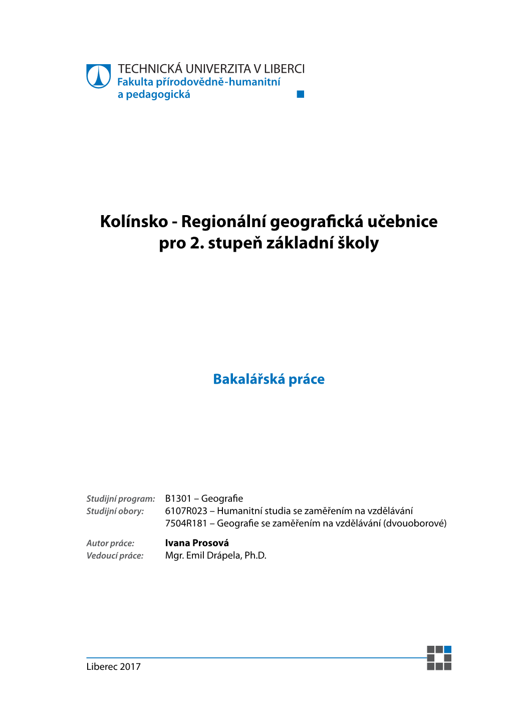 Kolínsko - Regionální Geograická Učebnice Pro 2