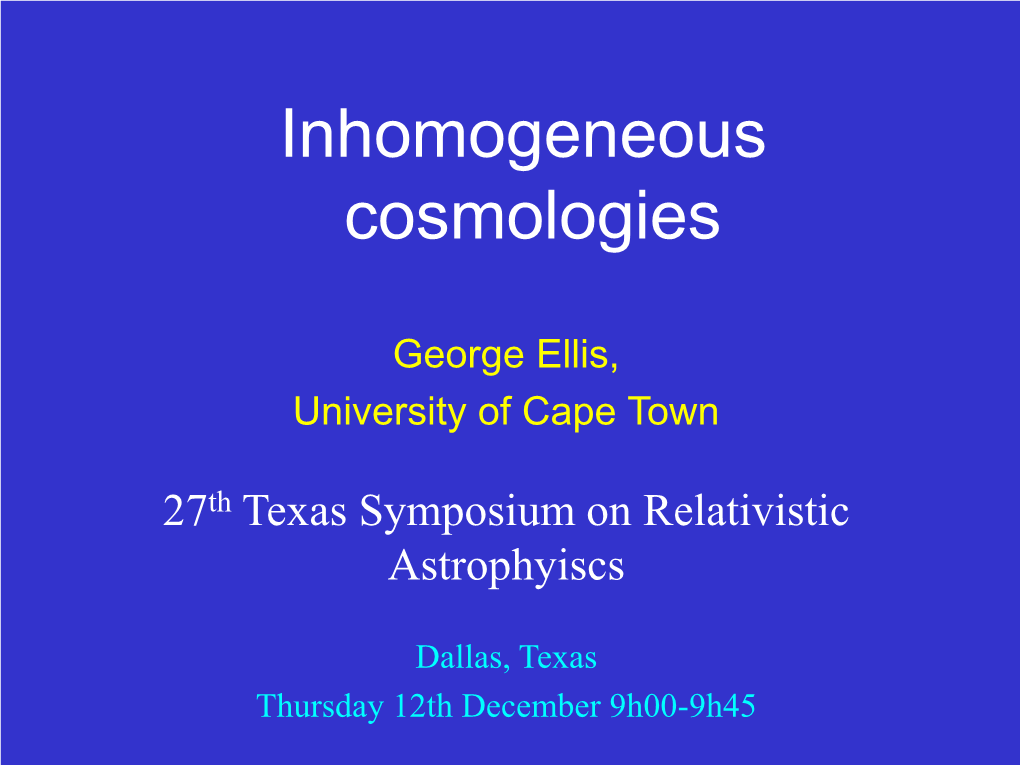 Cosmology Slides