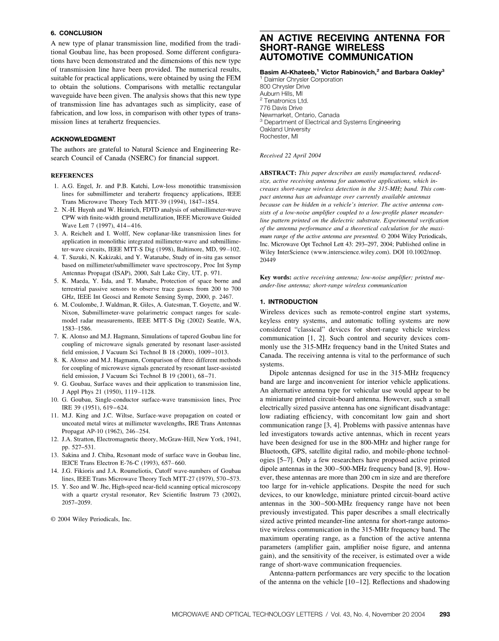 An Active Receiving Antenna for Short-Range Wireless Automotive