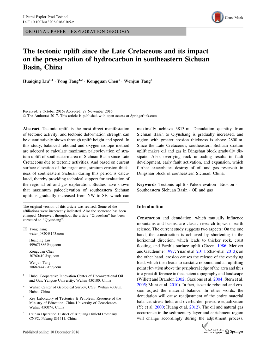 The Tectonic Uplift Since the Late Cretaceous and Its Impact on the Preservation of Hydrocarbon in Southeastern Sichuan Basin, China