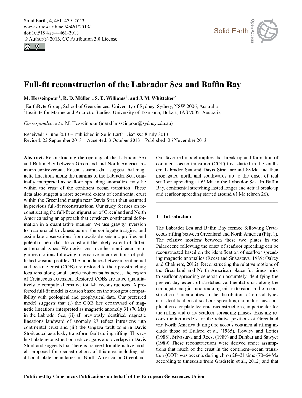 Full-Fit Reconstruction of the Labrador Sea and Baffin