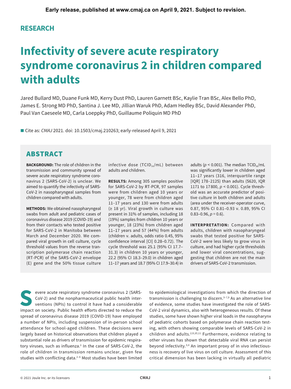 Infectivity of Severe Acute Respiratory Syndrome Coronavirus 2 in Children Compared with Adults