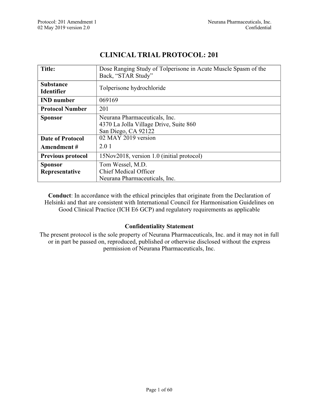 Clinical Trial Protocol: 201