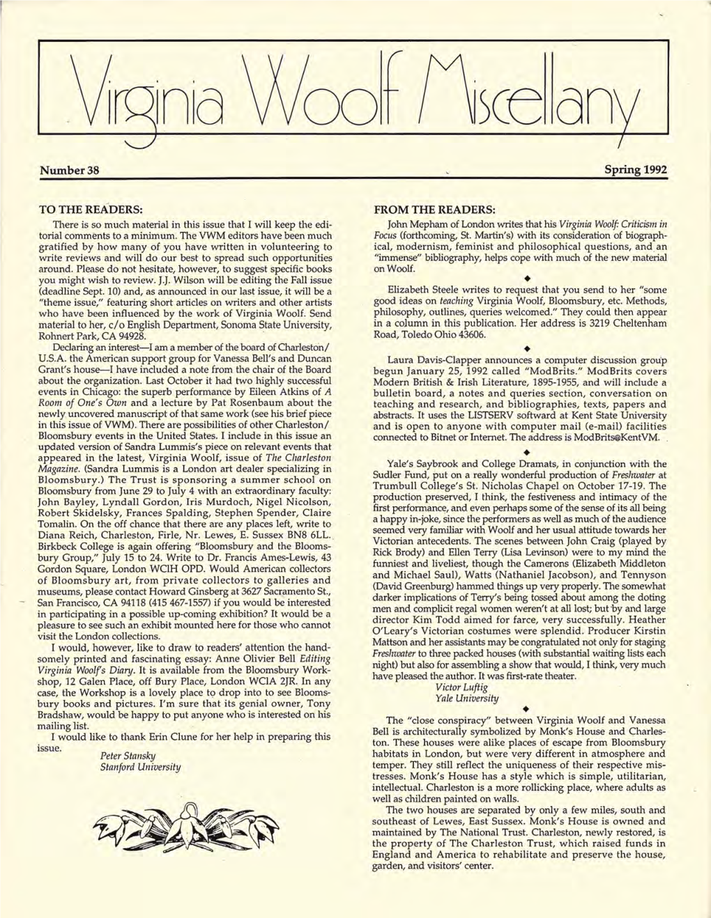 Virginia Woolf Miscellany, Issue 38, Spring 1992