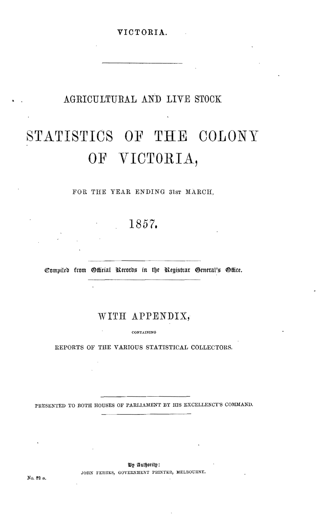 Statistics of of the Coloi~Y Viotoria