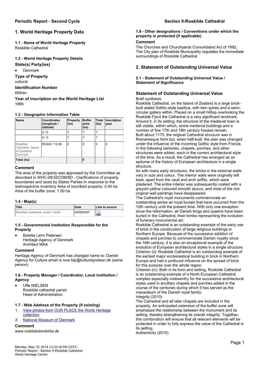 Periodic Report - Second Cycle Section II-Roskilde Cathedral