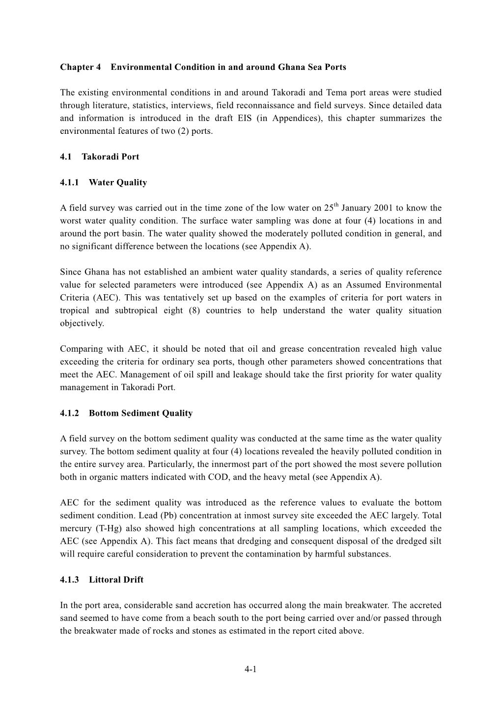 Chapter 4 Environmental Condition in and Around Ghana Sea Ports