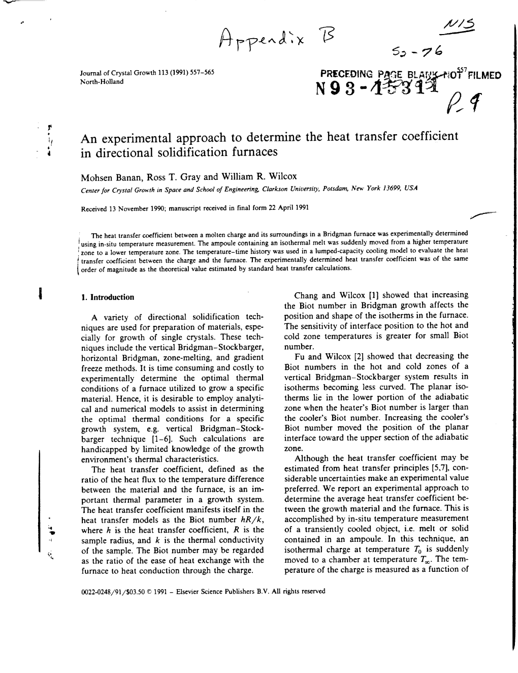 An Experimental Approach to Determine the Heat Transfer Coefficient in Directional Solidification Furnaces