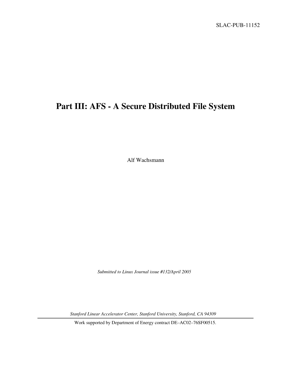 AFS - a Secure Distributed File System