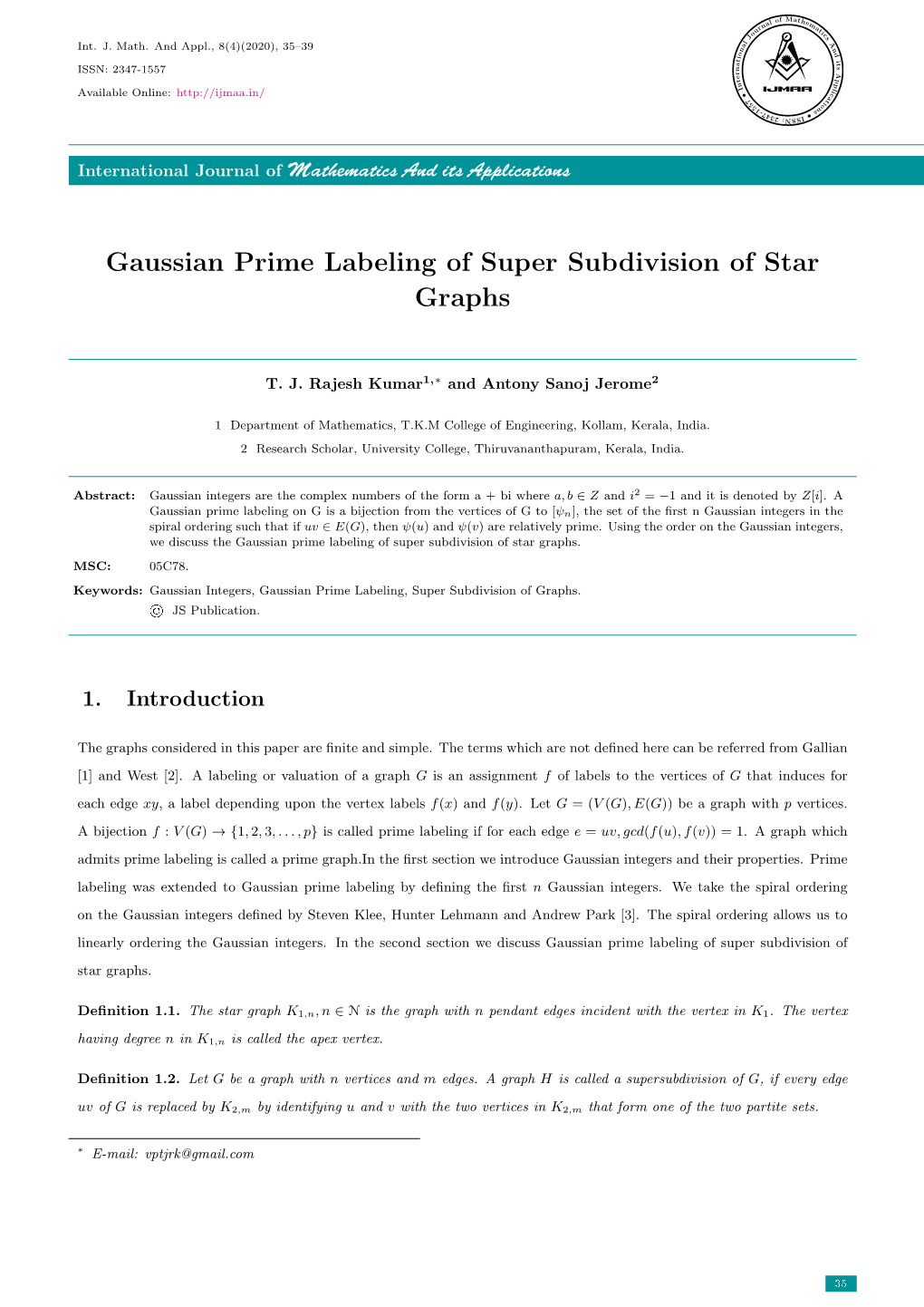 Gaussian Prime Labeling of Super Subdivision of Star Graphs