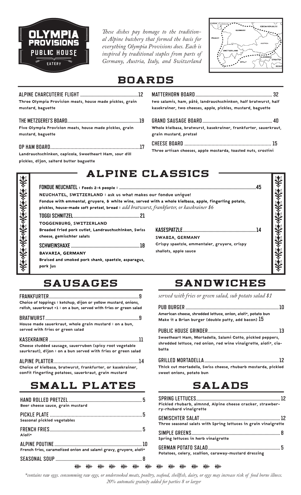 Sandwiches Salads Small Plates Alpine Classics