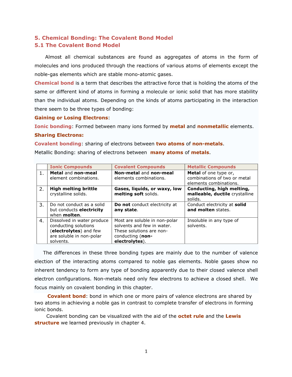 1 5. Chemical Bonding