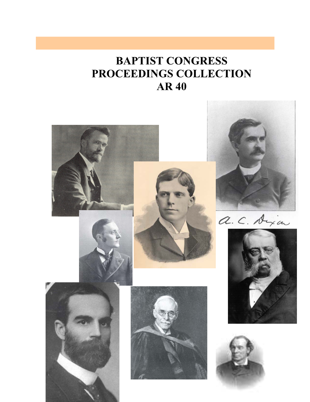 Inventory to the Baptist World Congress Collection