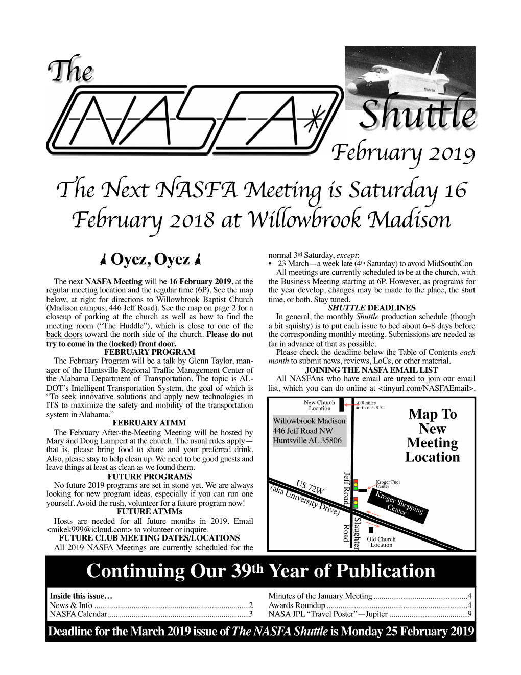 February 2019 NASFA Shuttle