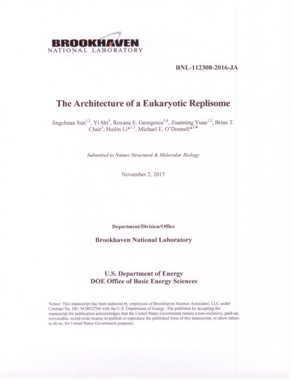 The Architecture of a Eukaryotic Replisome