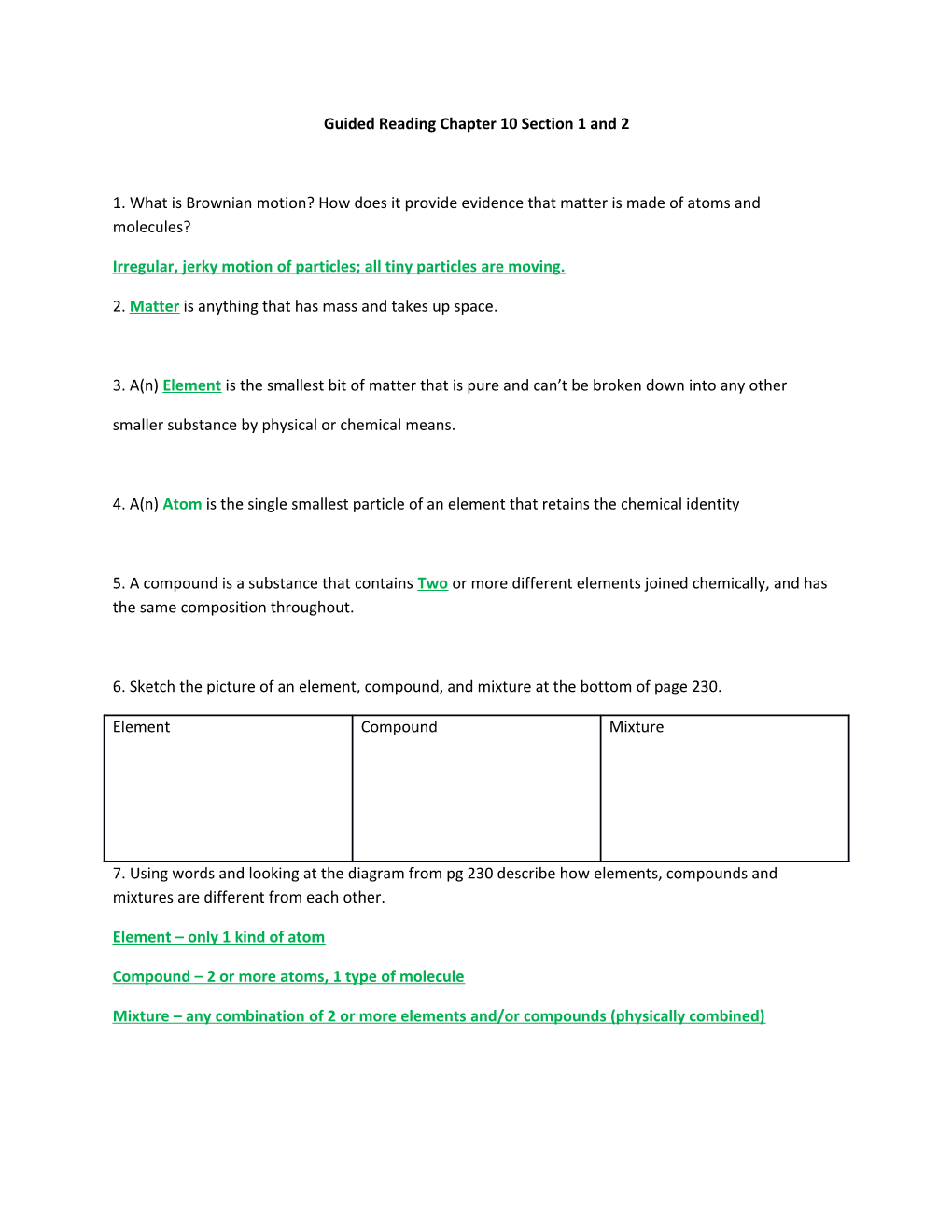 Guided Reading Chapter 10 Section 1 and 2