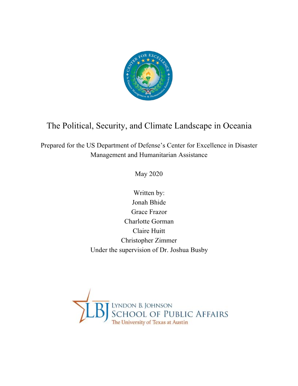 The Political, Security, and Climate Landscape in Oceania