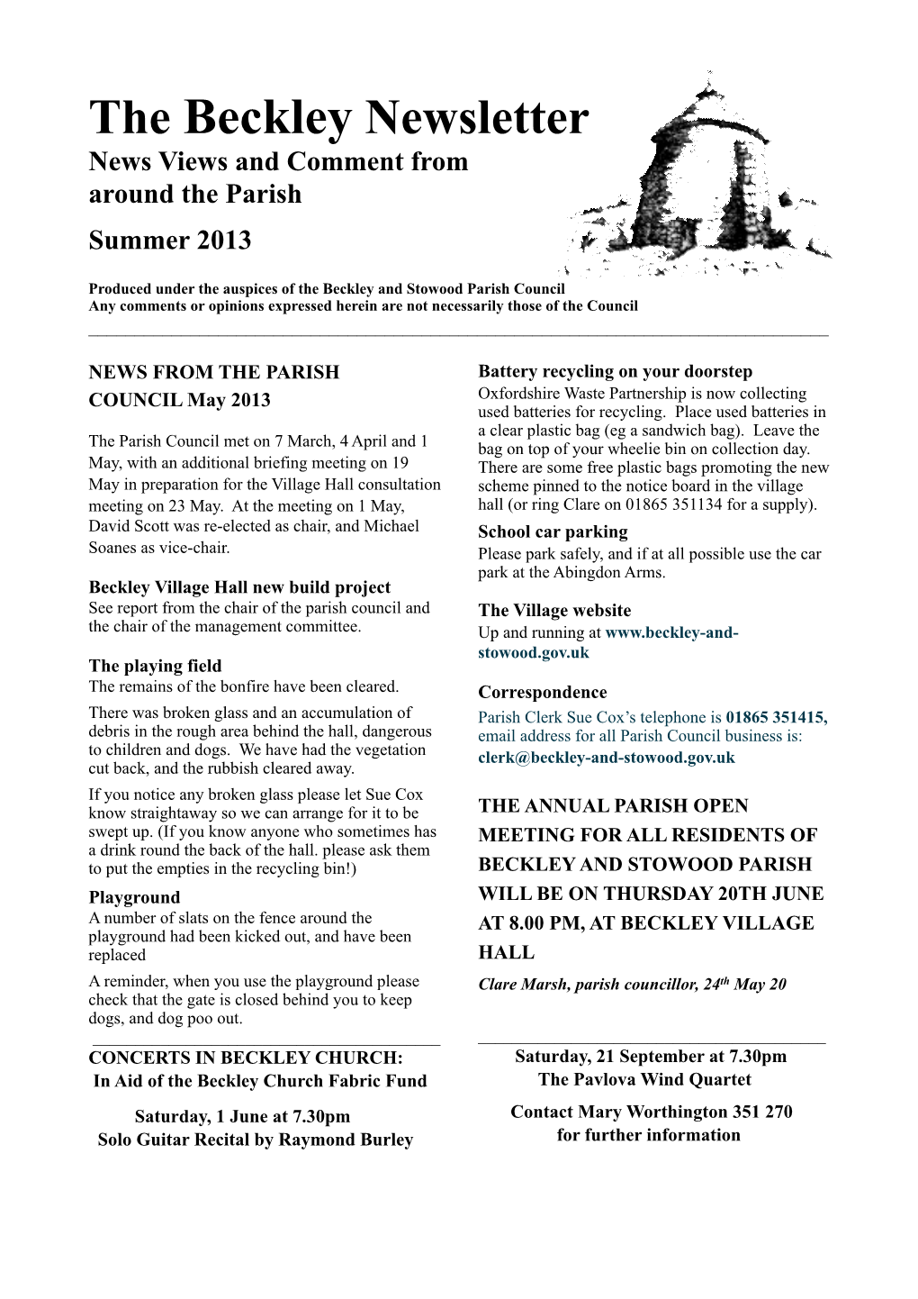 2013 SUMMER NEWSLETTER Copy